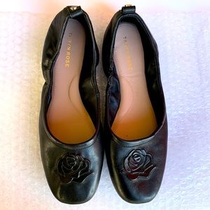 Taryn Rose, black leather ballet shoes